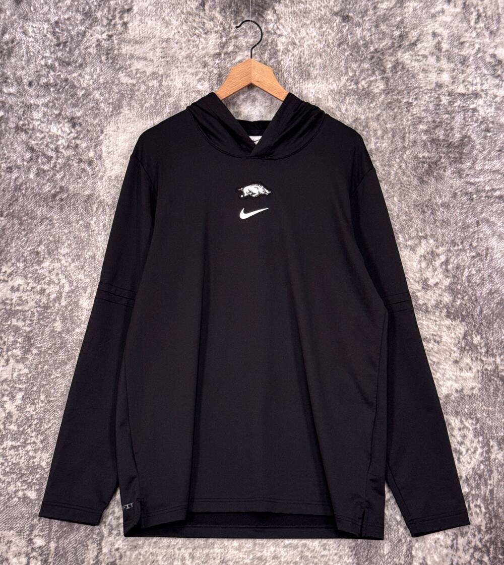 Nike Hoodie Large Mens Arkansas Razorbacks Black Performance Fabric